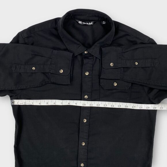 Travis Mathew Coolmax Shirt Mens Medium Black Button Up Stretch Outdoor Travel - Picture 10 of 11